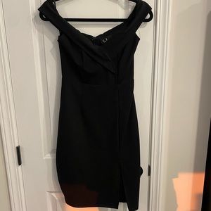 Lulus little black dress. Off the shoulder with slit. Size small